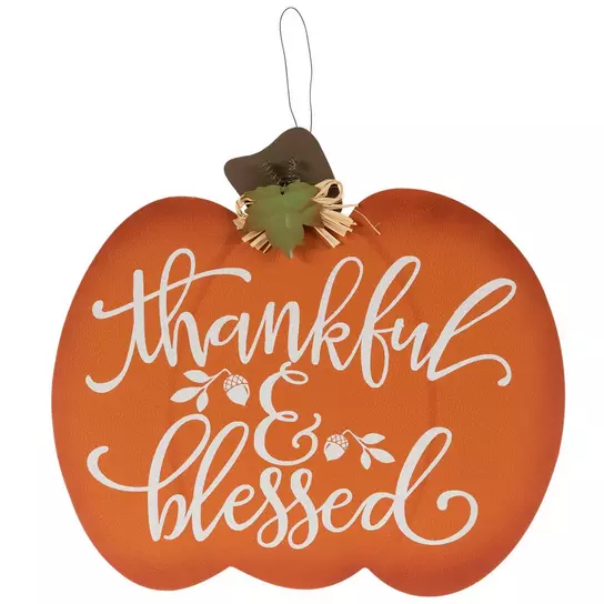 Thankful & Blessed Pumpkin Wood Wall Decor | Hobby Lobby | 105321997