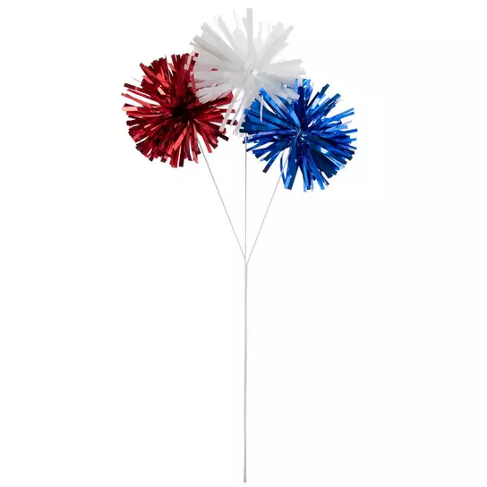 Red, White & Blue Tinsel Pom Pom Pick | Hobby Lobby | 105349469 Red, White & Blue Tinsel Pom Pom Pick | Hobby Lobby | 105349469