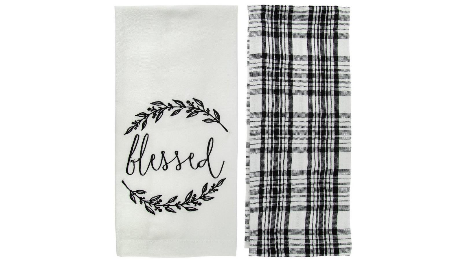 Buffalo Plaid Flowers Kitchen Towels - Set Of 2, 18x28 Inch, Super Absorbent & Quick Dry