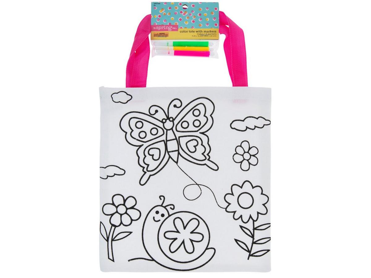 Paper Studio Hobby Lobby Craft Tote Butterfly Snail Coloring Tote Bag