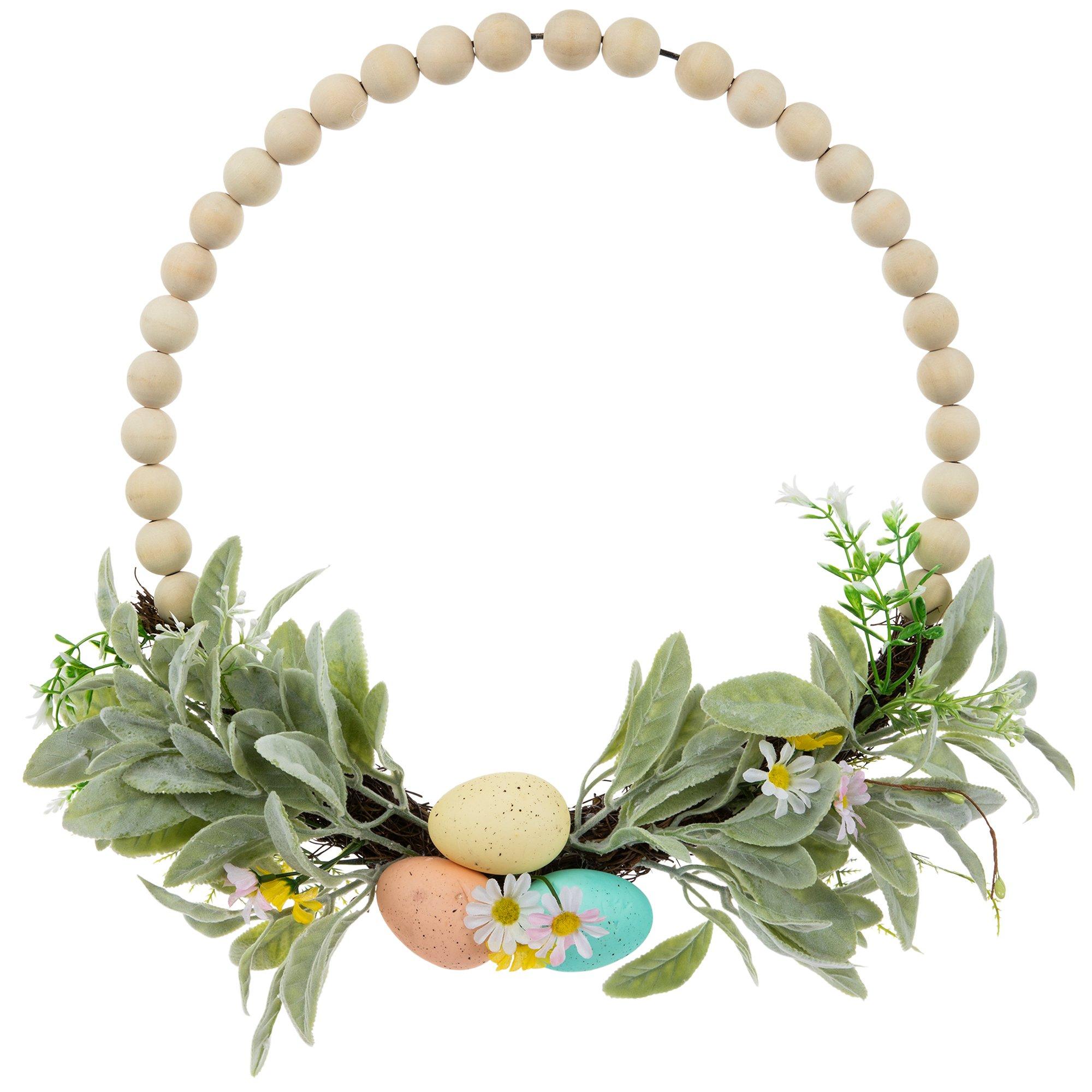 Speckled Egg &amp; Lamb&apos;s Ear Beaded Wreath