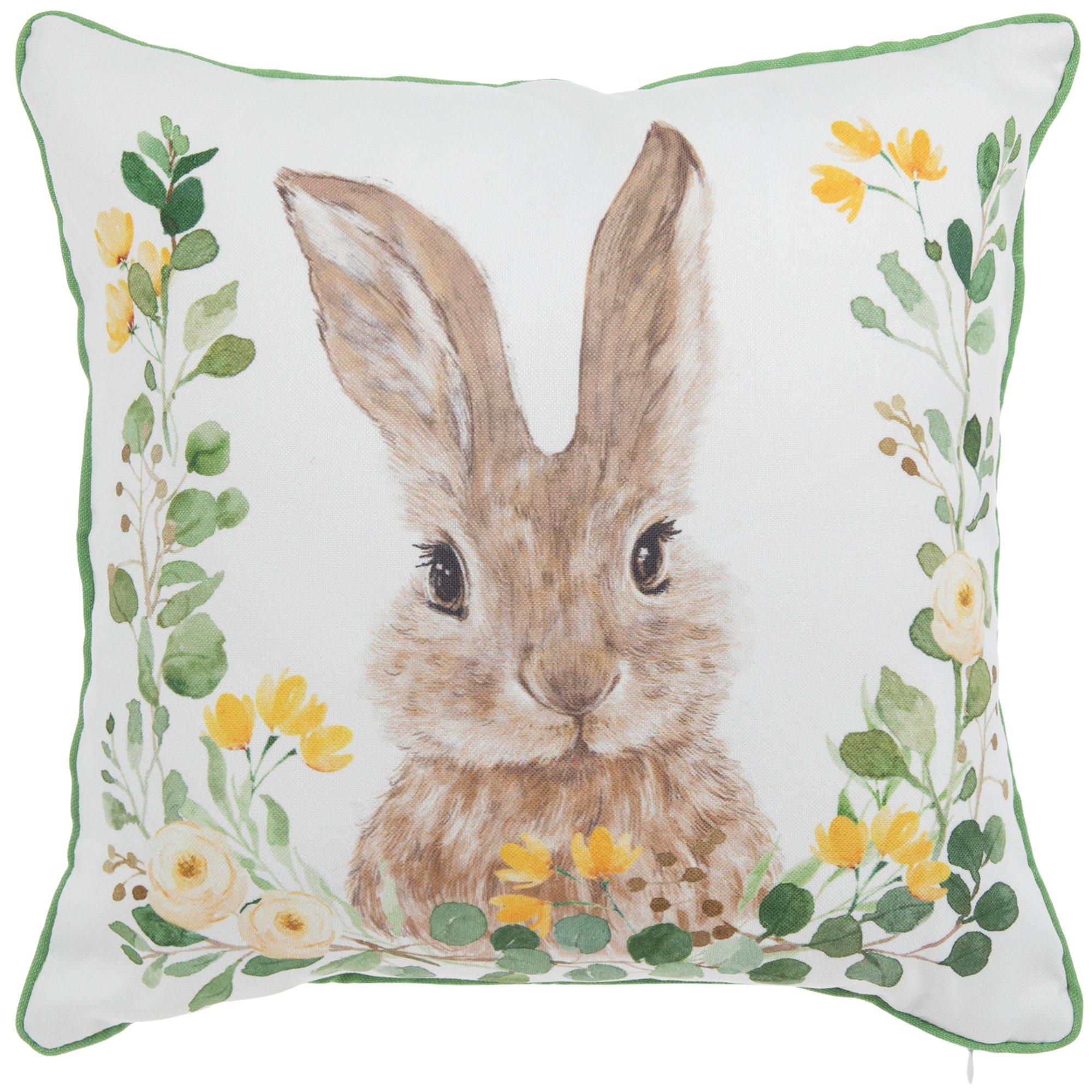 DIY Bunny Embroidery Kit - Complete Starter Set For Pillow Cover With Floral Design