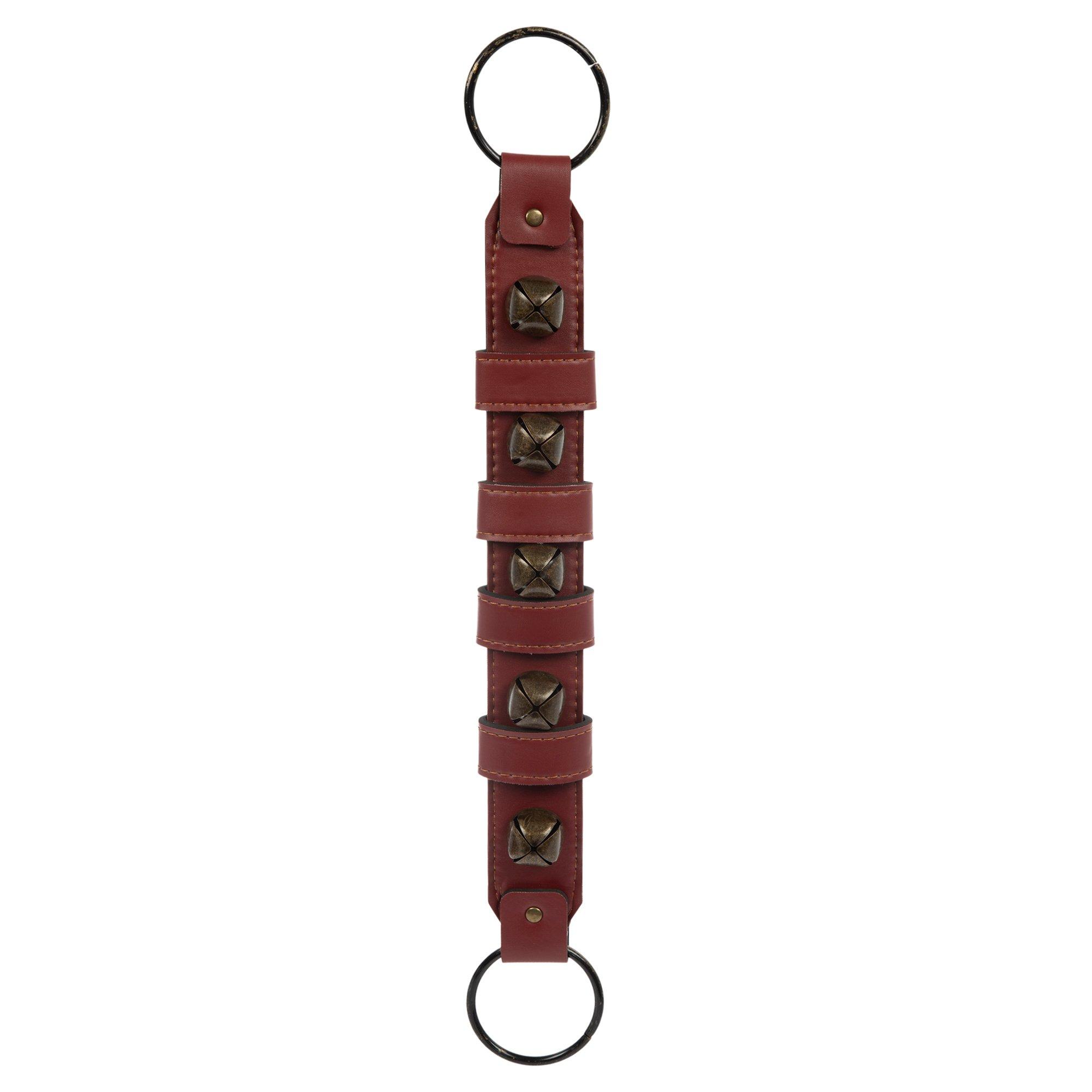 Leather Jingle Bell Strap Christmas Door Decor 5 Brass Plated Bells