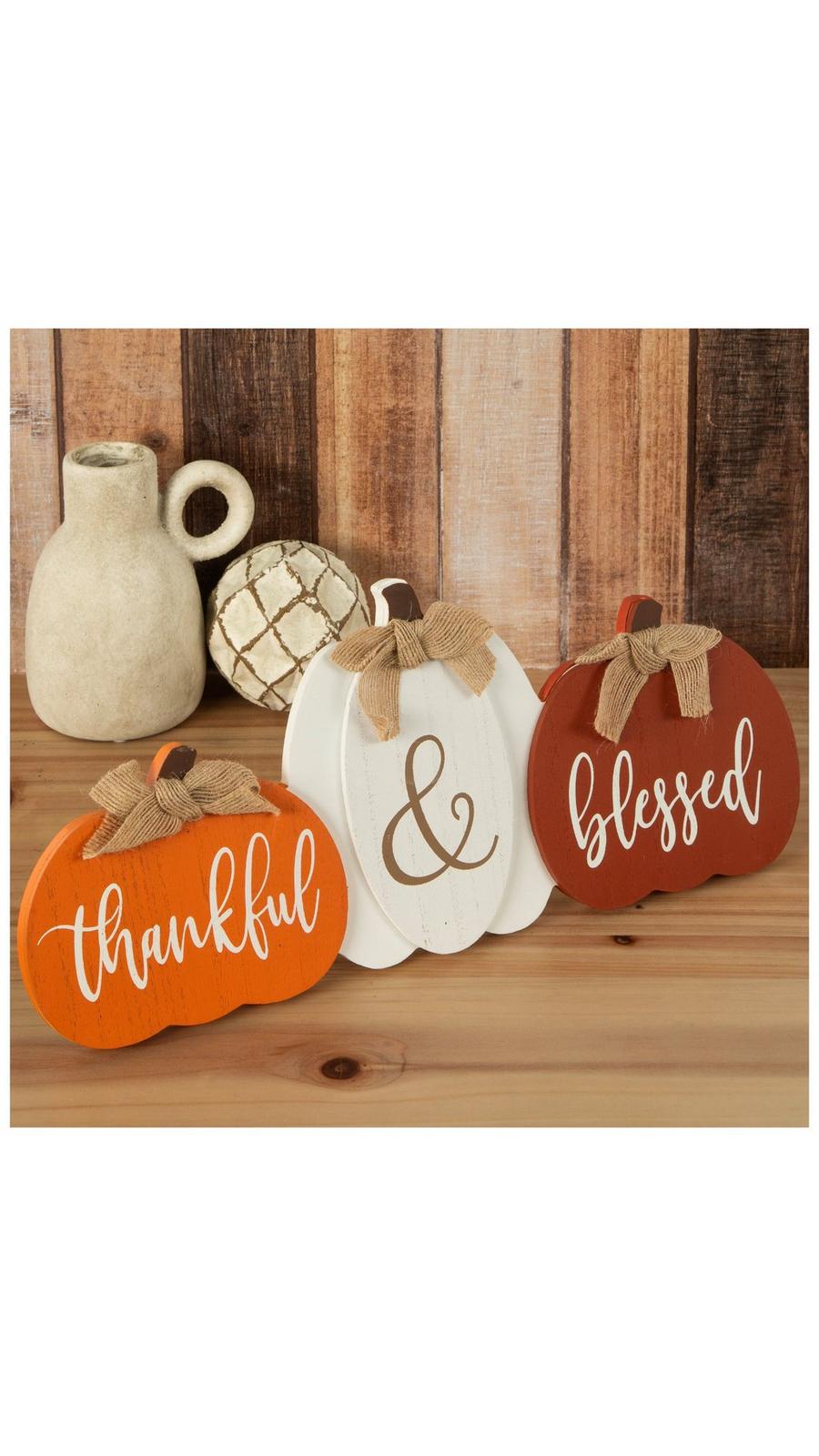 Thankful & Blessed Pumpkin Wood Decor | Hobby Lobby | 105943691