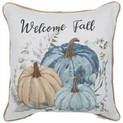 Welcome Fall Blue Pumpkins Pillow Cover