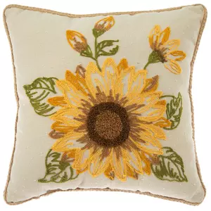 Embroidered Sunflower Pillow