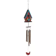Red Birdhouse Metal Wind Chime