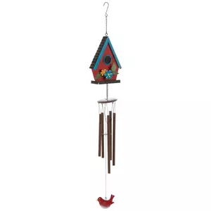 Red Birdhouse Metal Wind Chime