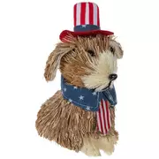 Patriotic Grass Dog With Hat & Tie