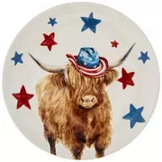 Patriotic Cowboy Cow Plate