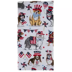 Patriotic Dogs With Balloons Kitchen Towel