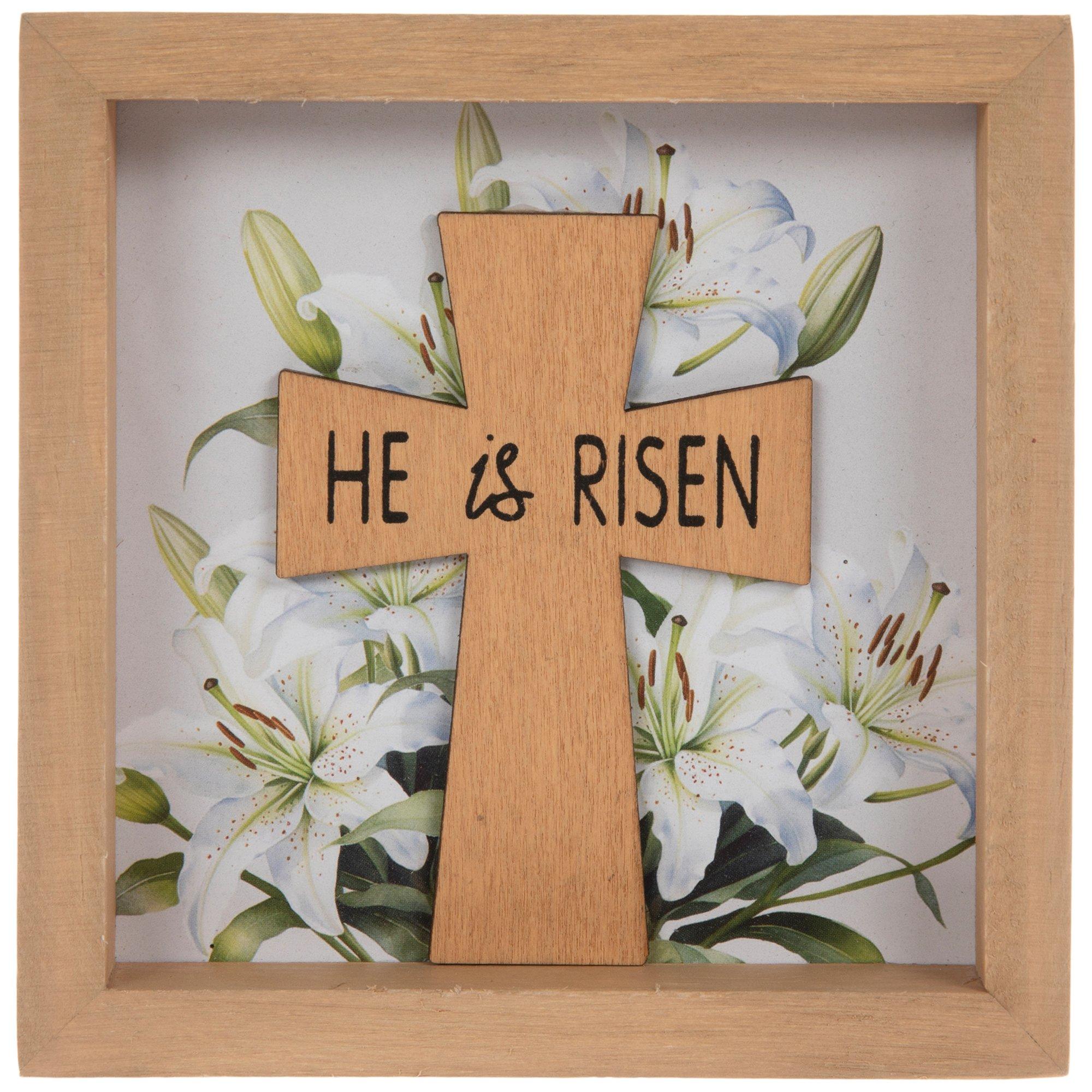 He Is Risen Floral Wood Decor view 1