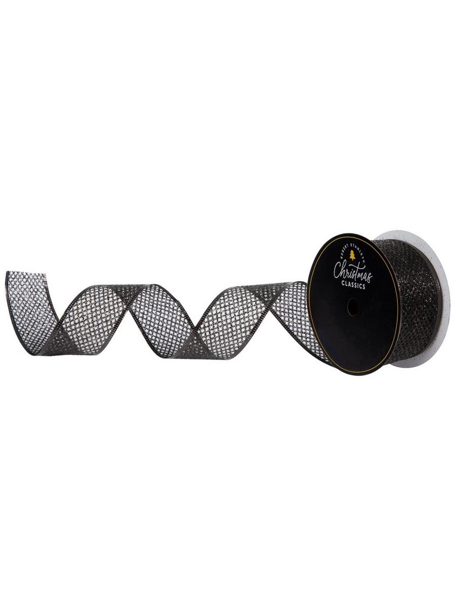Black Glitter Diamonds Sheer Wired Edge Ribbon | Hobby Lobby