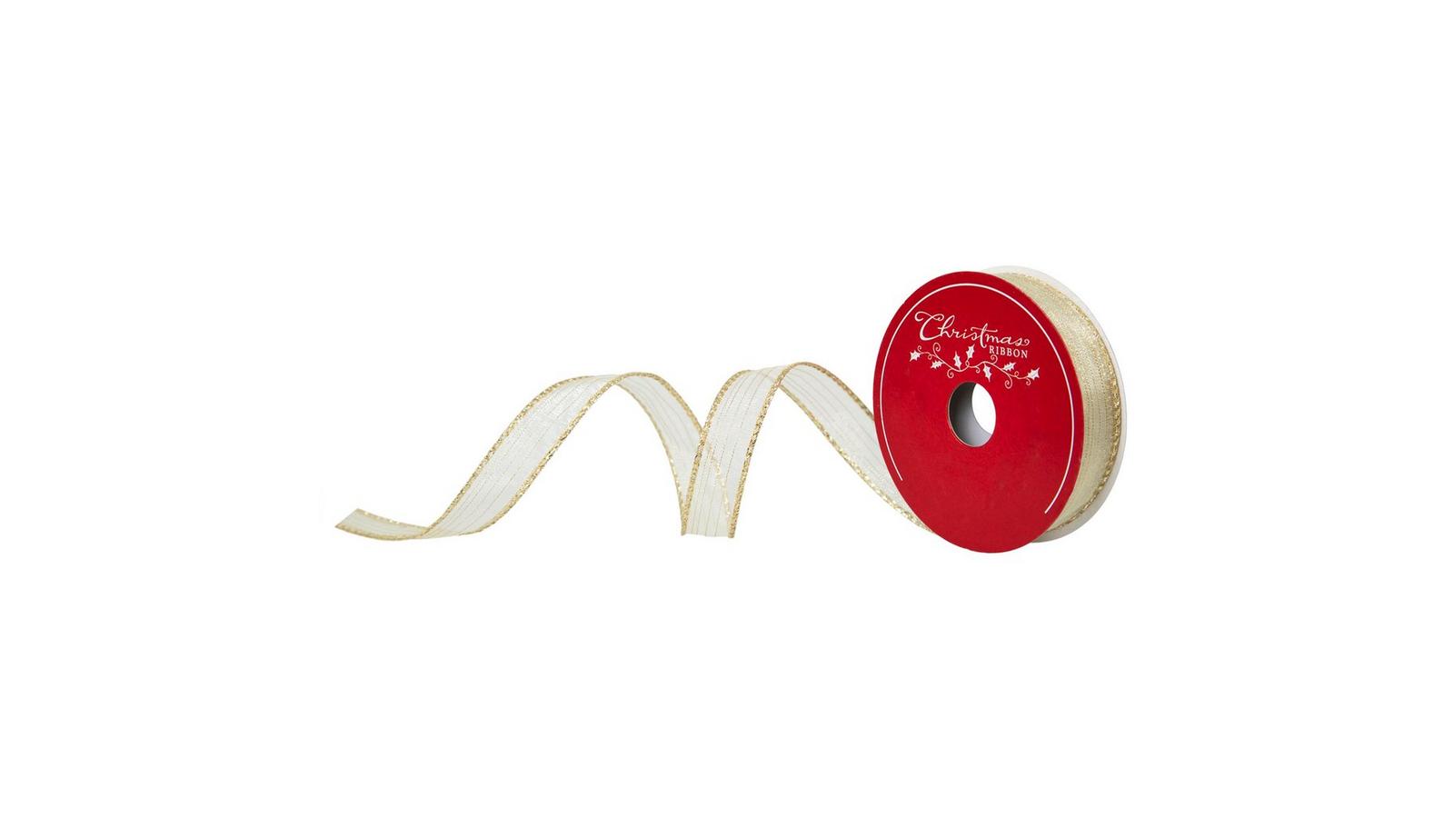 Gold Metallic Wired Edge Sheer Ribbon - 5/8