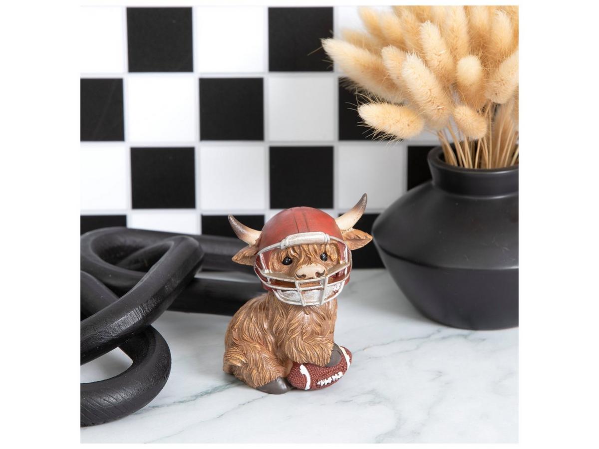 OG　ミルウォーキーカウンティスタジアムミニチュア フィギュア Highland Cow Wearing Football Helmet Figurine | Hobby Lobby
