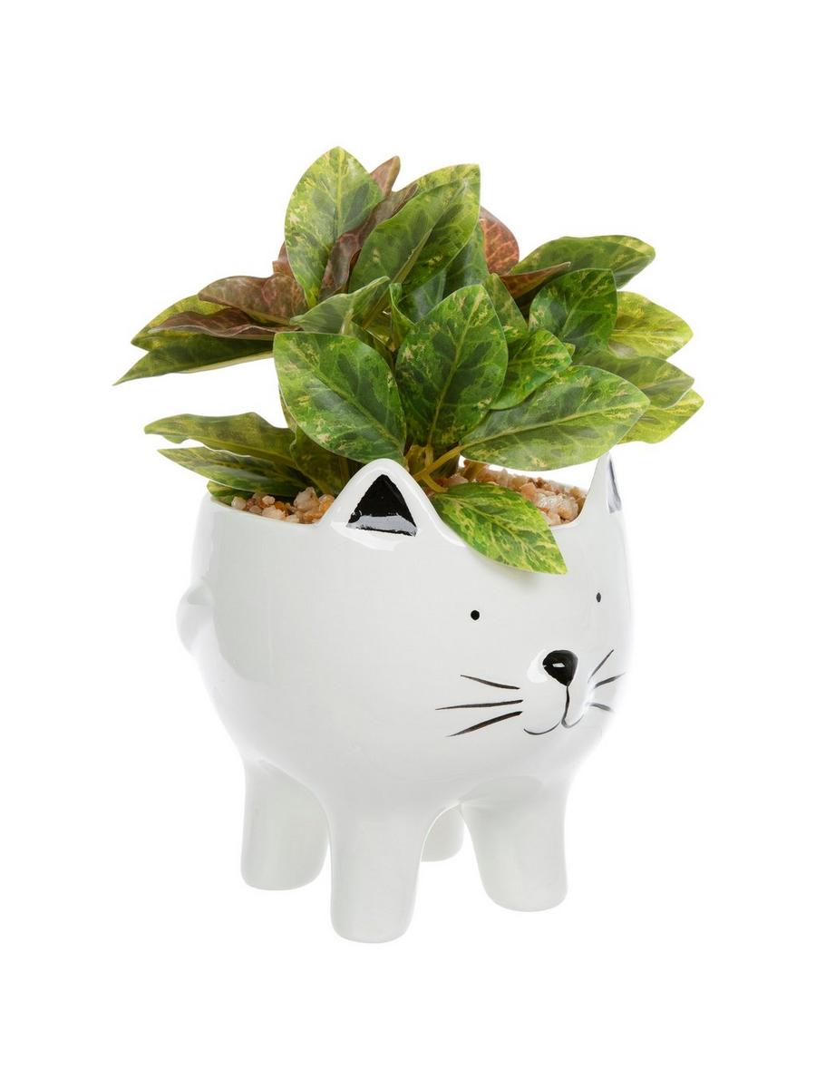 Greenery In Cat Ceramic Pot | Hobby Lobby | 106387344