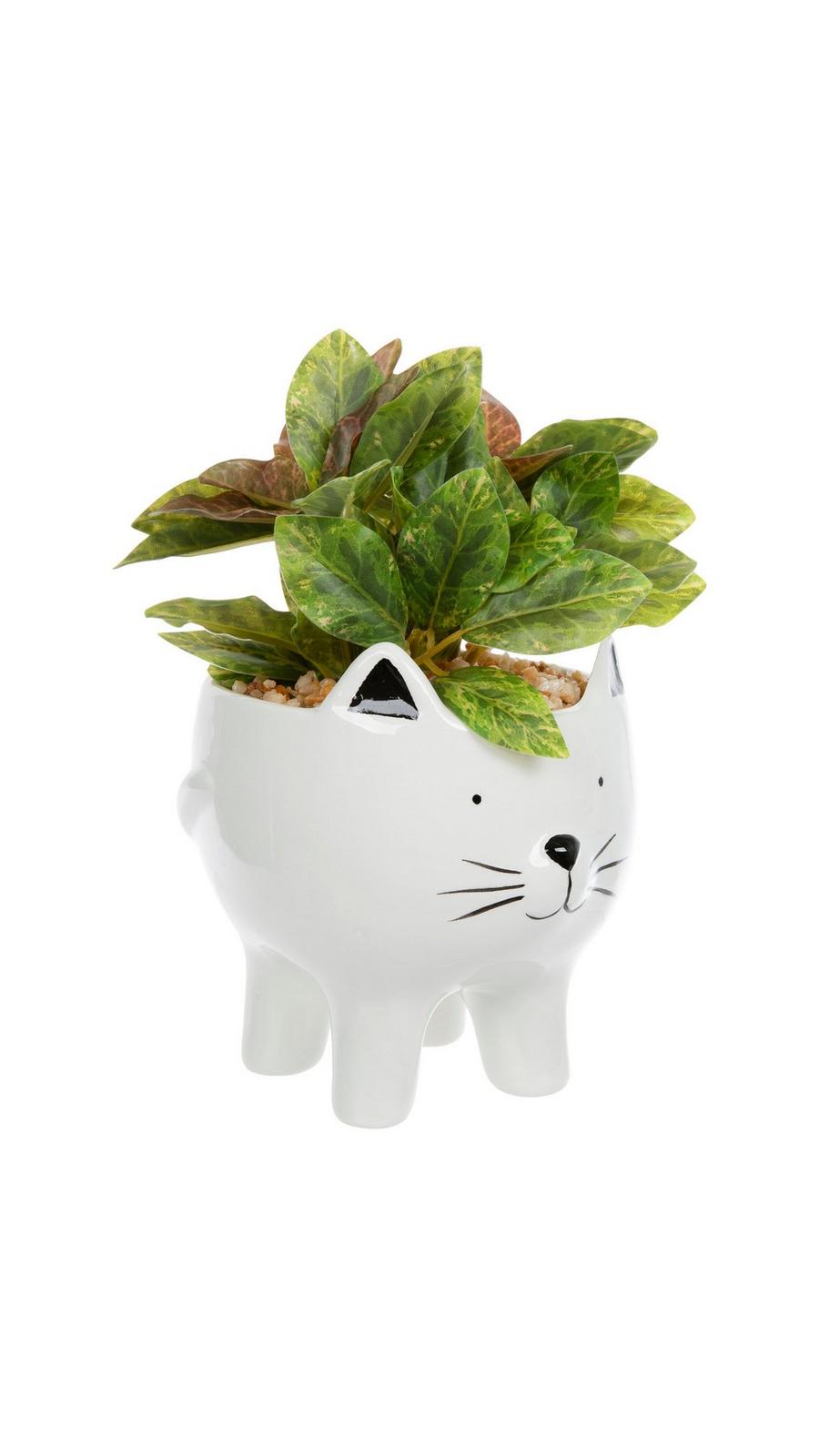 Greenery In Cat Ceramic Pot | Hobby Lobby | 106387344