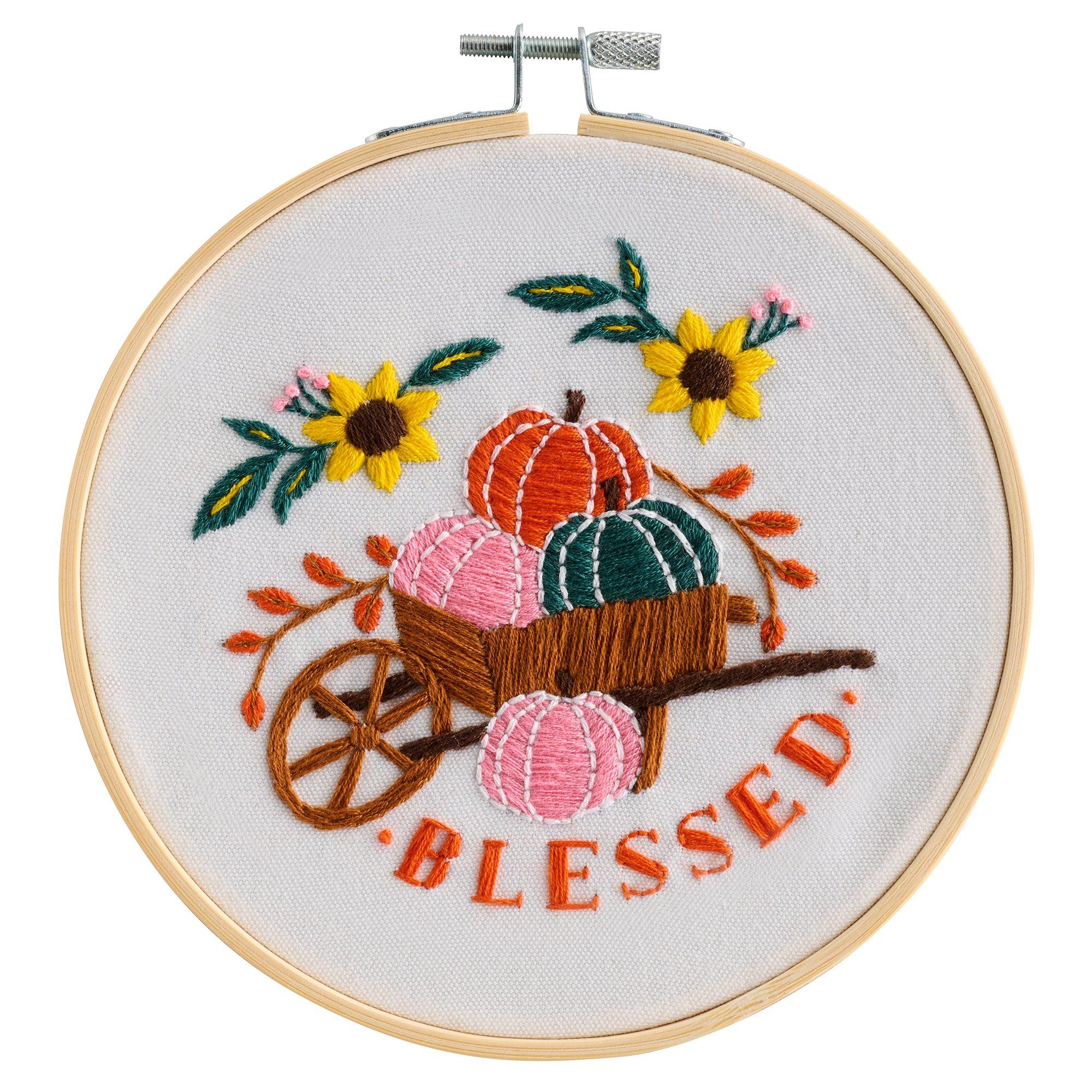 Blessed Pumpkins In Wagon Embroidery Craft Kit | Hobby Lobby
