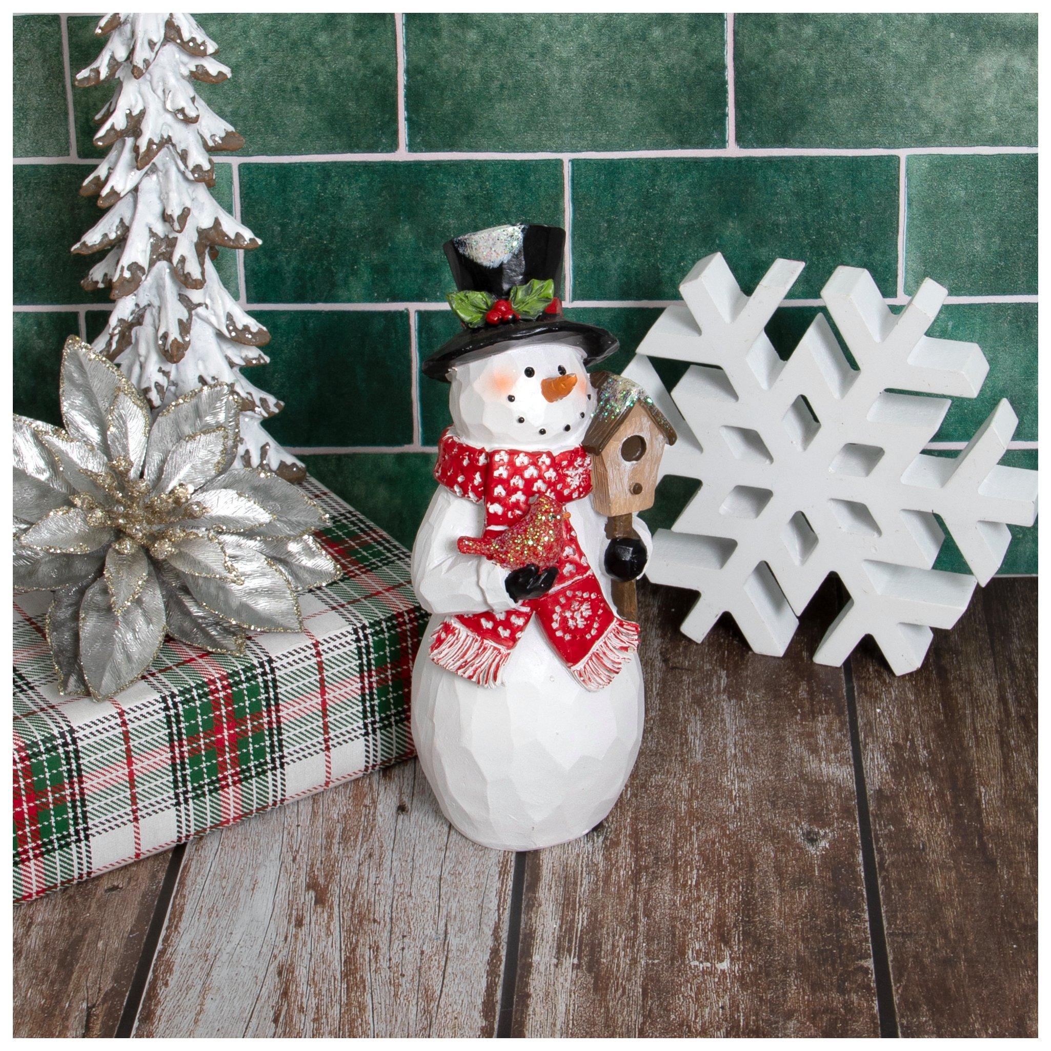 スノーマン木製オブジェ Wood Look Snowman With Broom Figurine | Hobby Lobby | 106053144