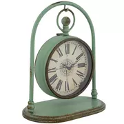 Rustic Green Metal Clock With Arch Stand