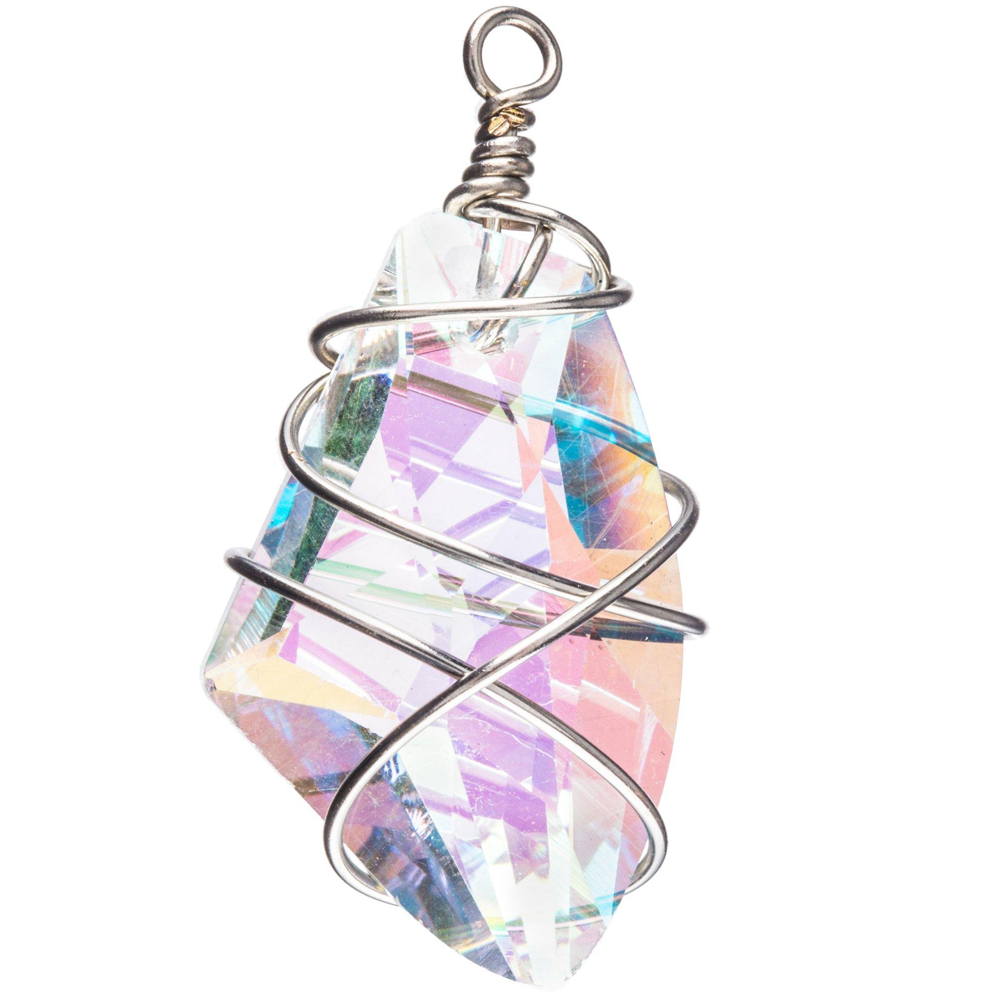 Wire Wrapped Crystal Pendant, Crystal Holder Necklace