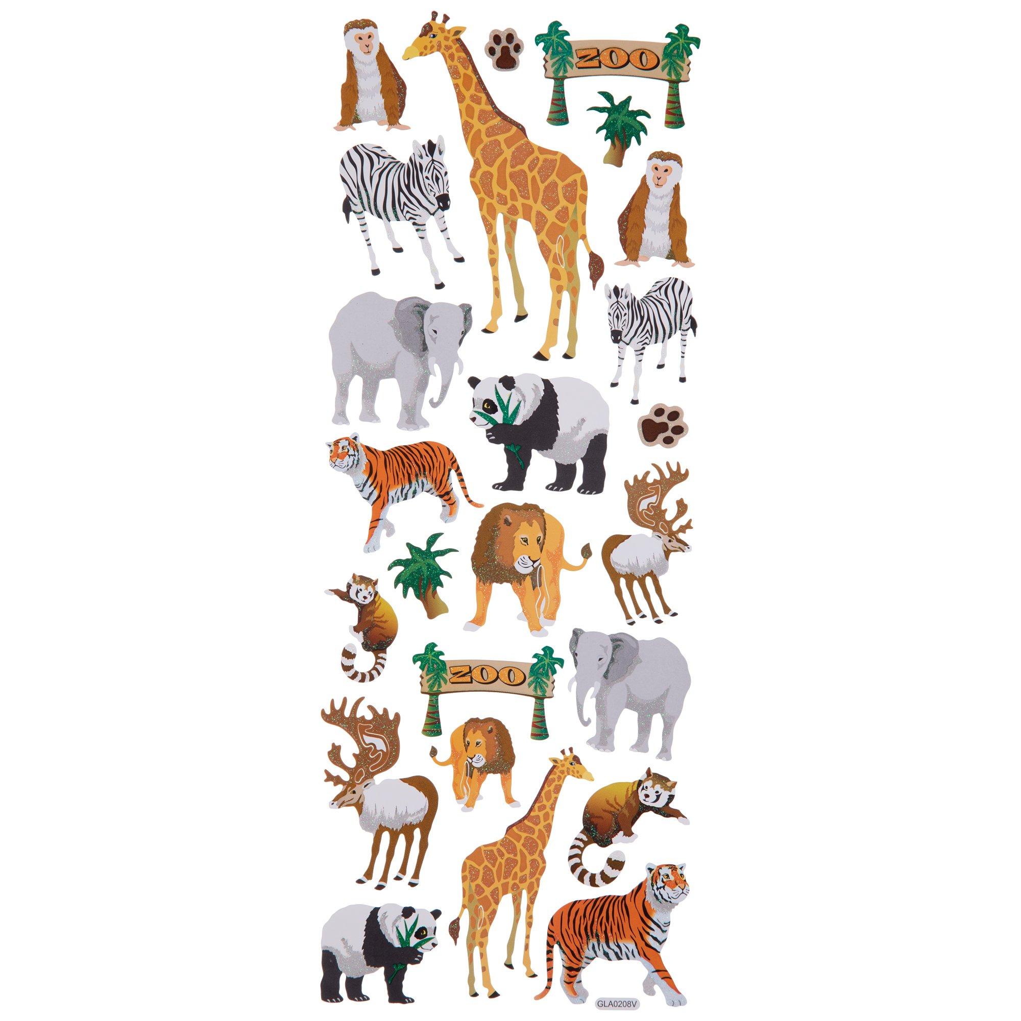 Zoo Animal Glitter Stickers Hobby Lobby 107862