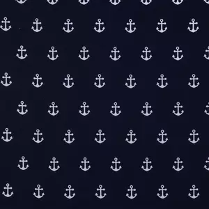 Navy & White Anchors Apparel Fabric