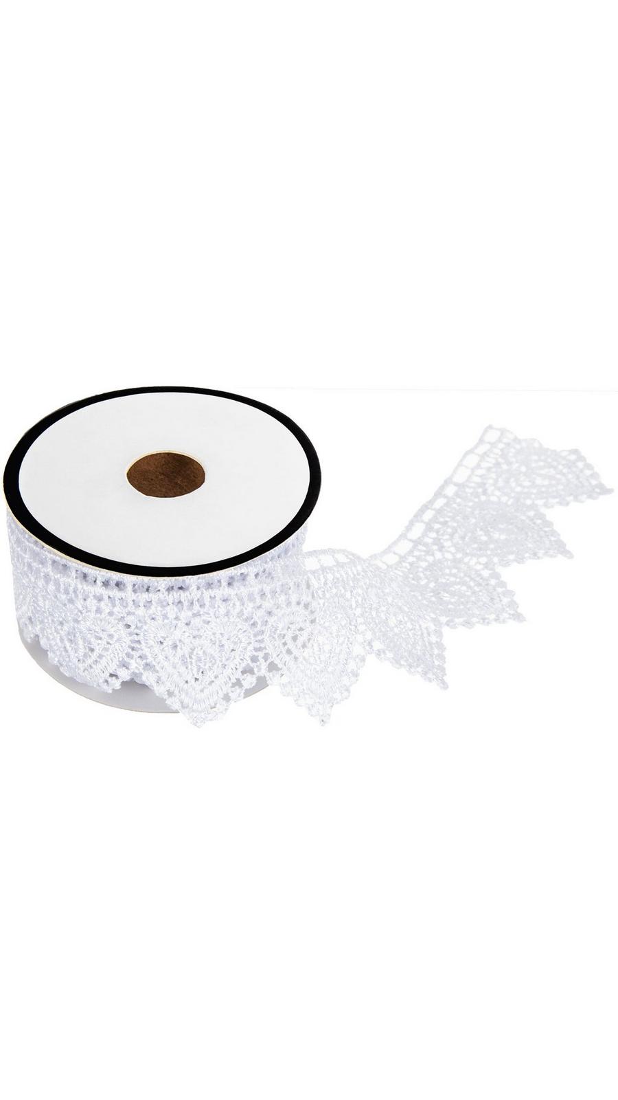 White Heart Drop Lace Trim - 1 1/2