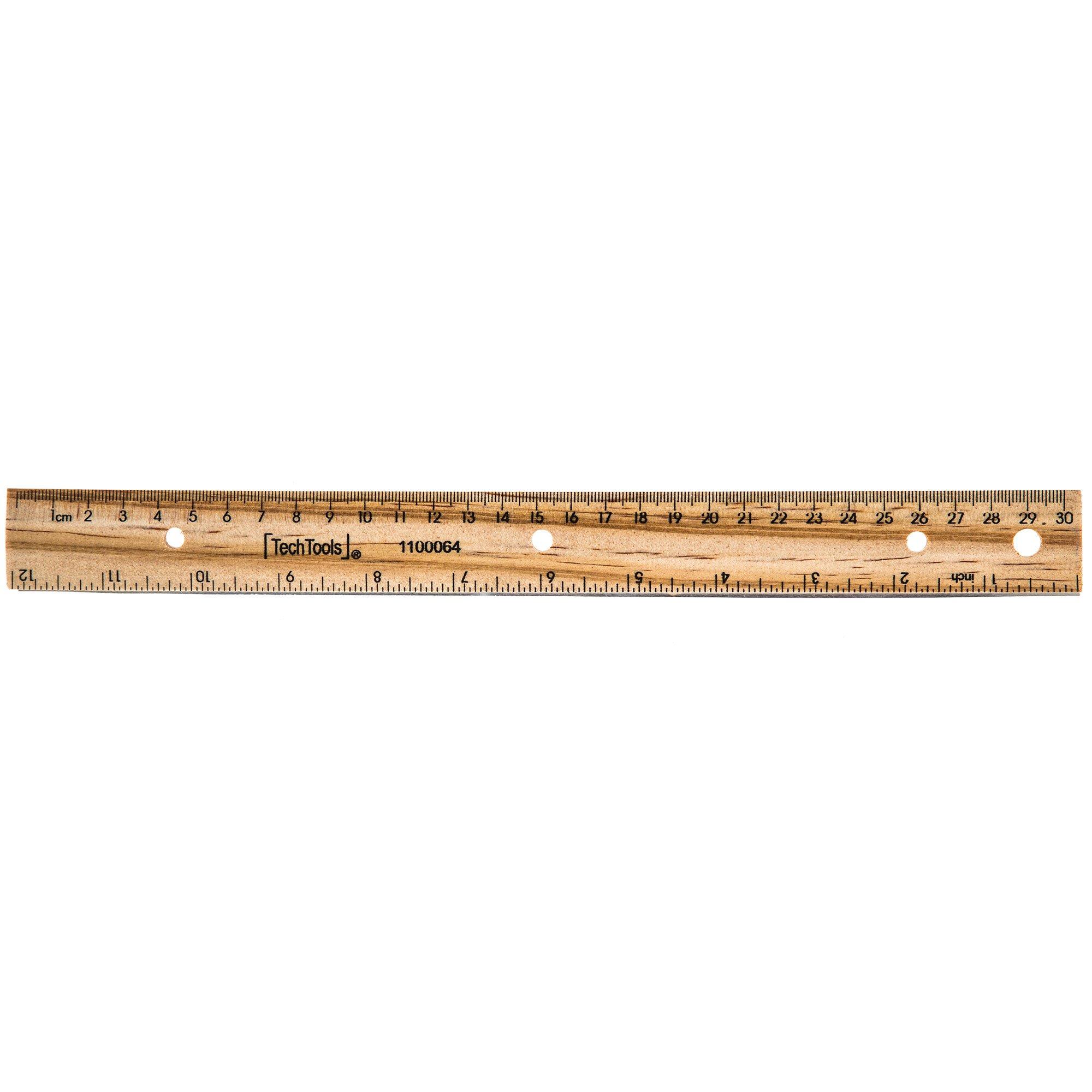 12 Wood Primary Ruler: 1/2 Scale - Set of 36 - Measurement