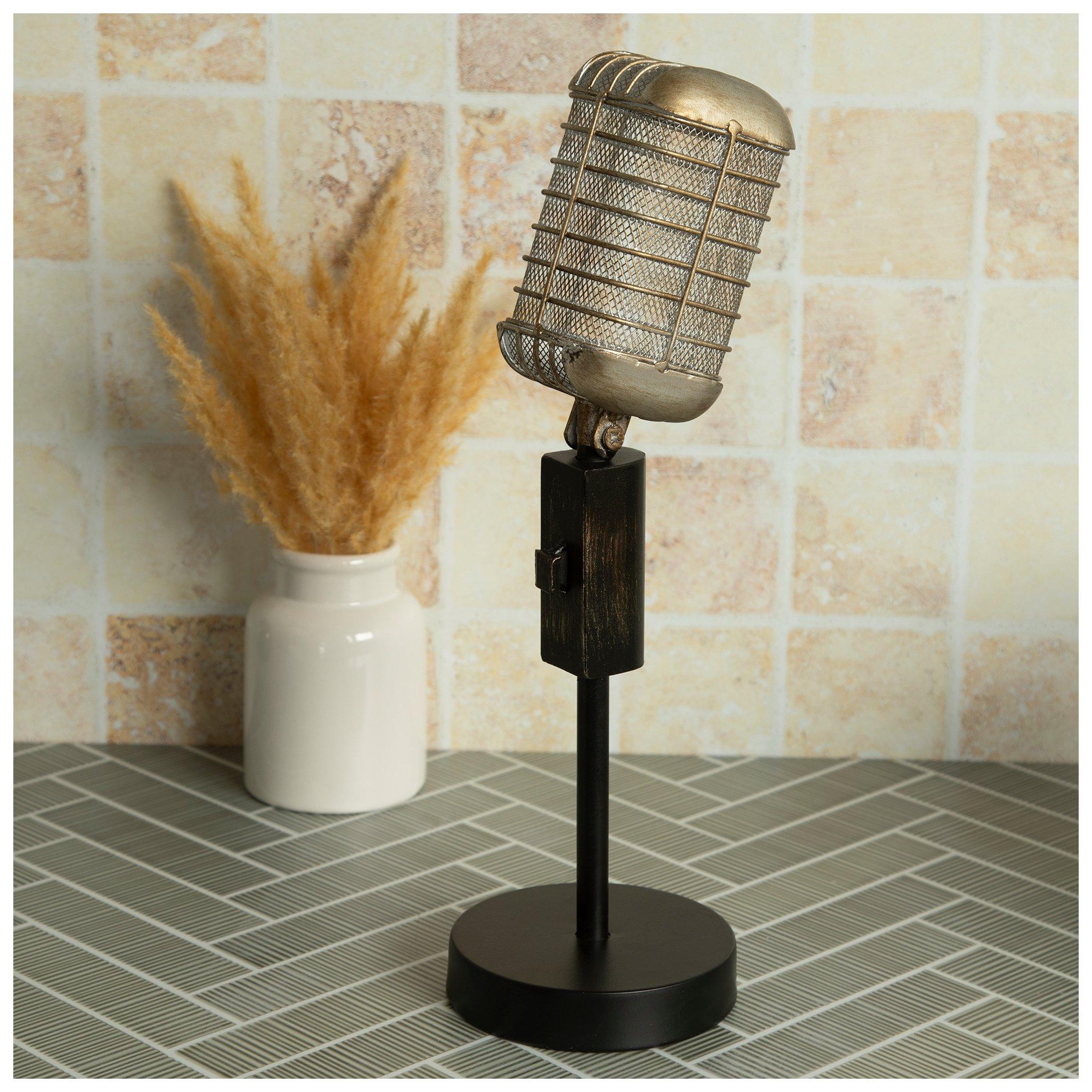 Retro Black & Gray Microphone Statue | Hobby Lobby | 110007