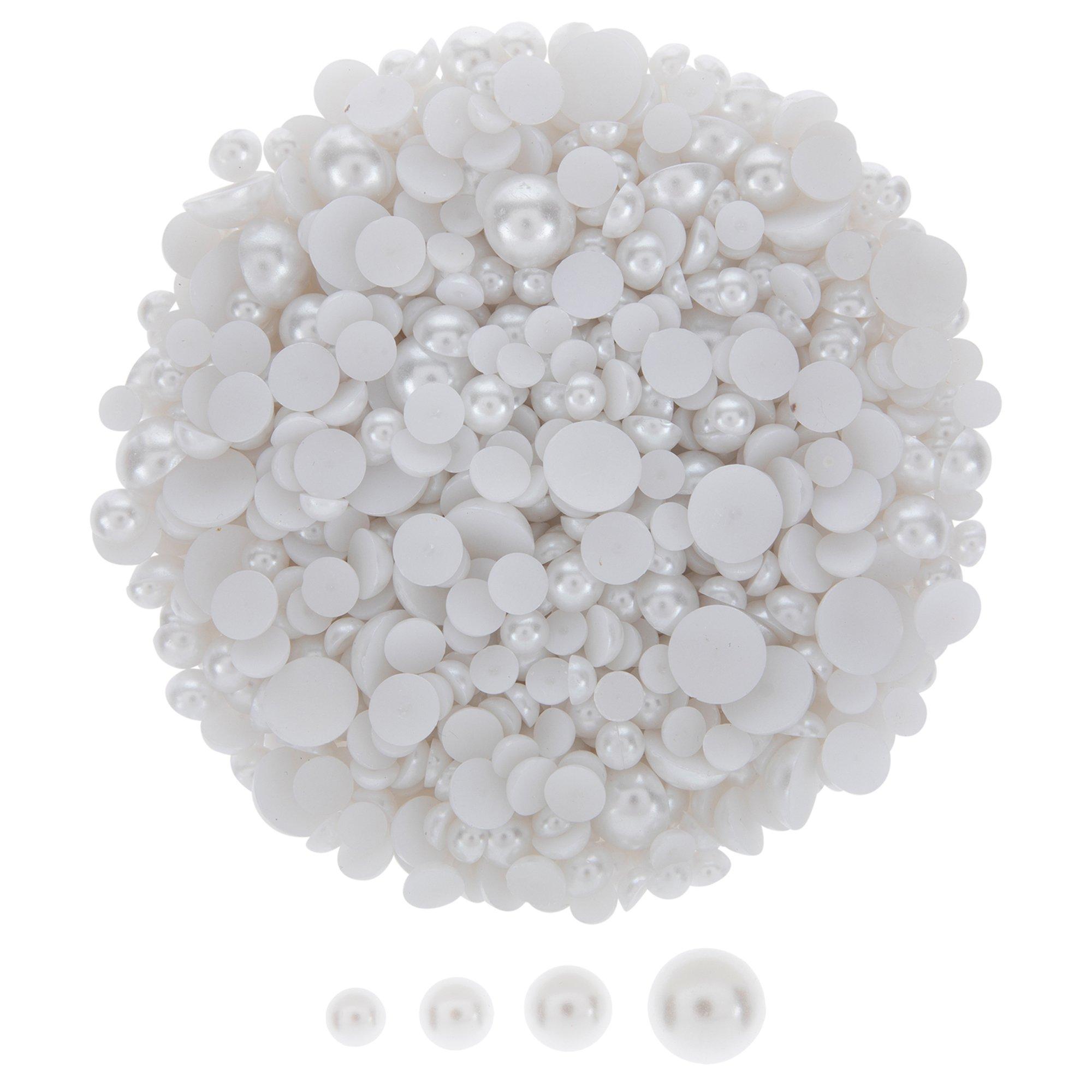 pearls, no hole pearls, flat backs, white, 8mm, bsueboutiques