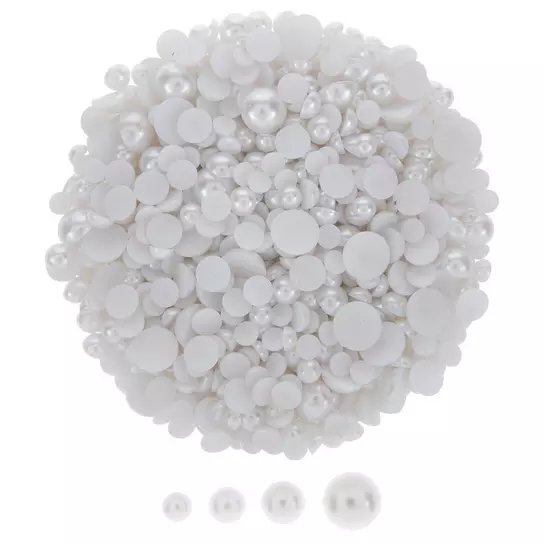 pearls, no hole pearls, flat backs, white, 8mm, bsueboutiques