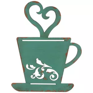 Steaming Coffee Cup Wall Decor / Whimsical Metal Hanging / Eden