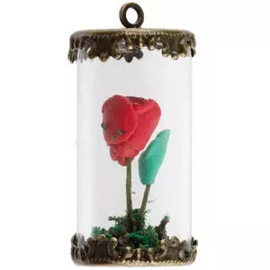Rose In Glass Jar Pendant