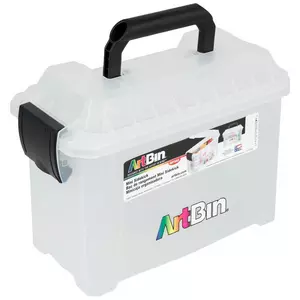 ArtBin 83805 Essentials Lift-Out Tray Box, Portable Art & Craft Organizer  with Handle and Tray, Clear