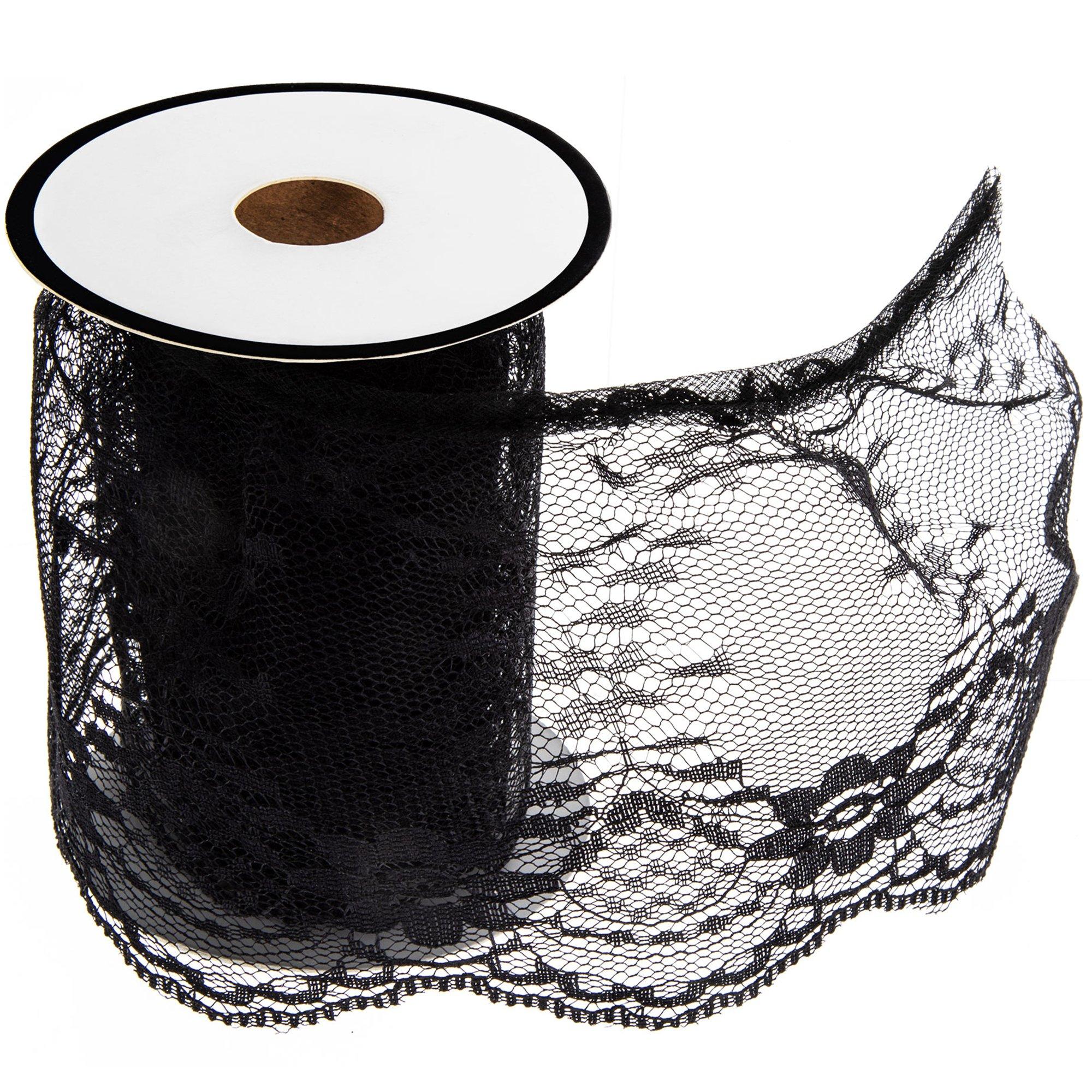Fancy Insertion Lace with Ribbon 2 1/4 (57mm) Black Per Yard