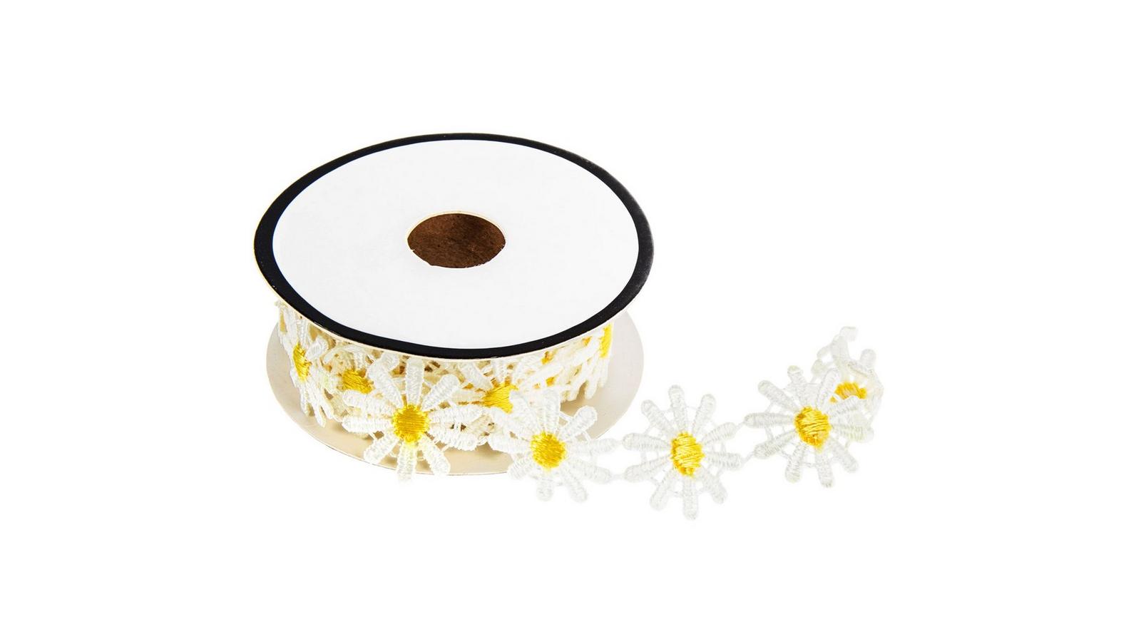 White & Yellow Daisy Trim - 7/8