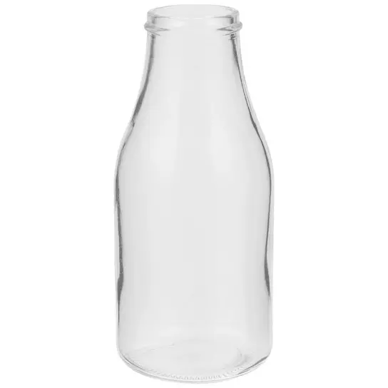 Milk Bottle One Liter Clear Glass Bottle Grape Embossed, Glass