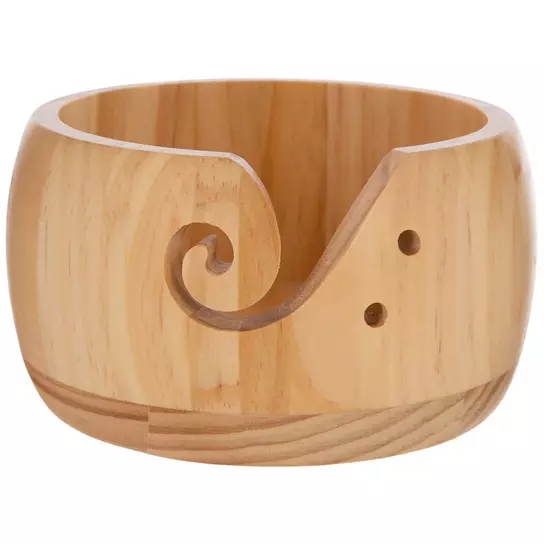 Joyeee Handmade Yarn Bowl, 6.3'' Crafted Wooden Yarn Storage Bowl with  Carved Holes & Drills Holes Crocheting Knitting Bowl Yarn Holder Gift for