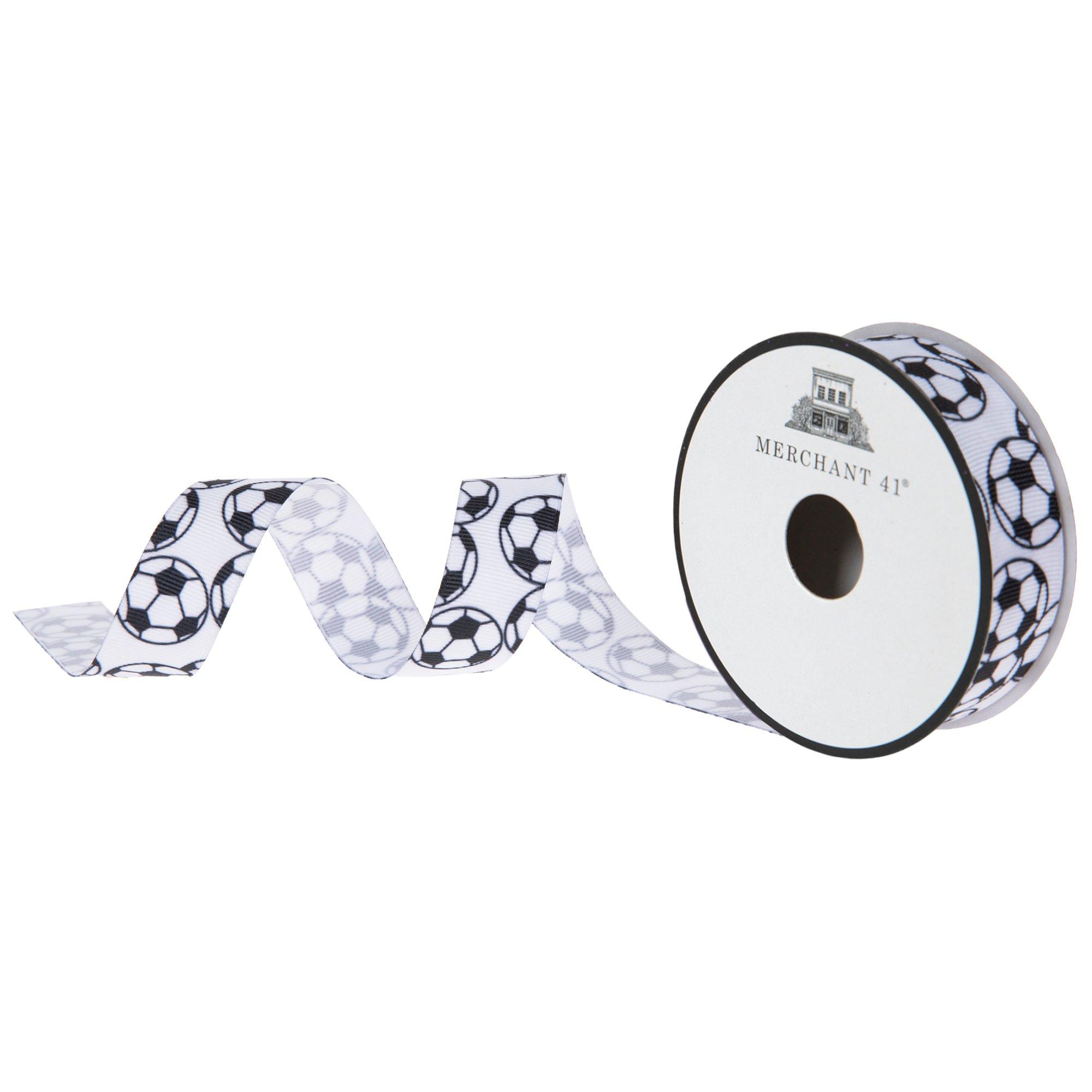 Soccer Ball Grosgrain Ribbon - 7/8