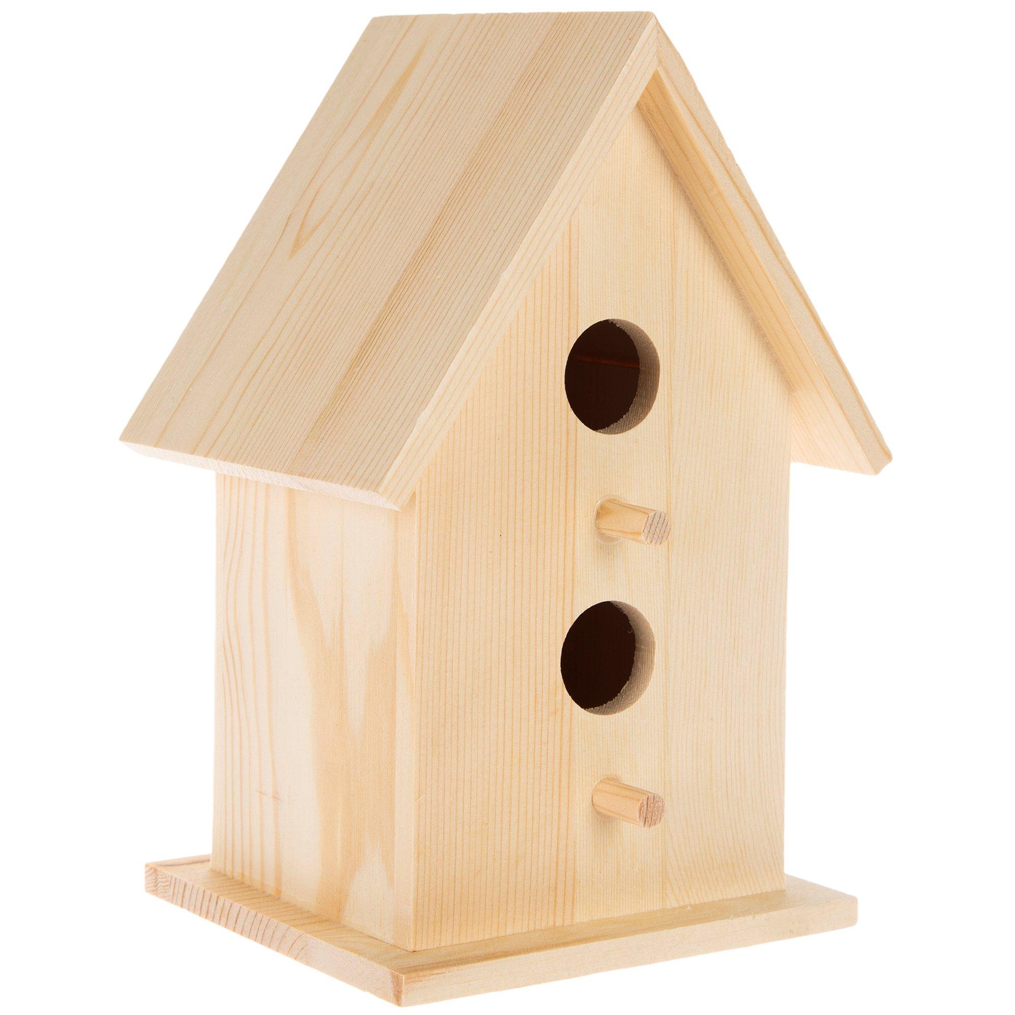 Traditional Square Wood Birdhouse