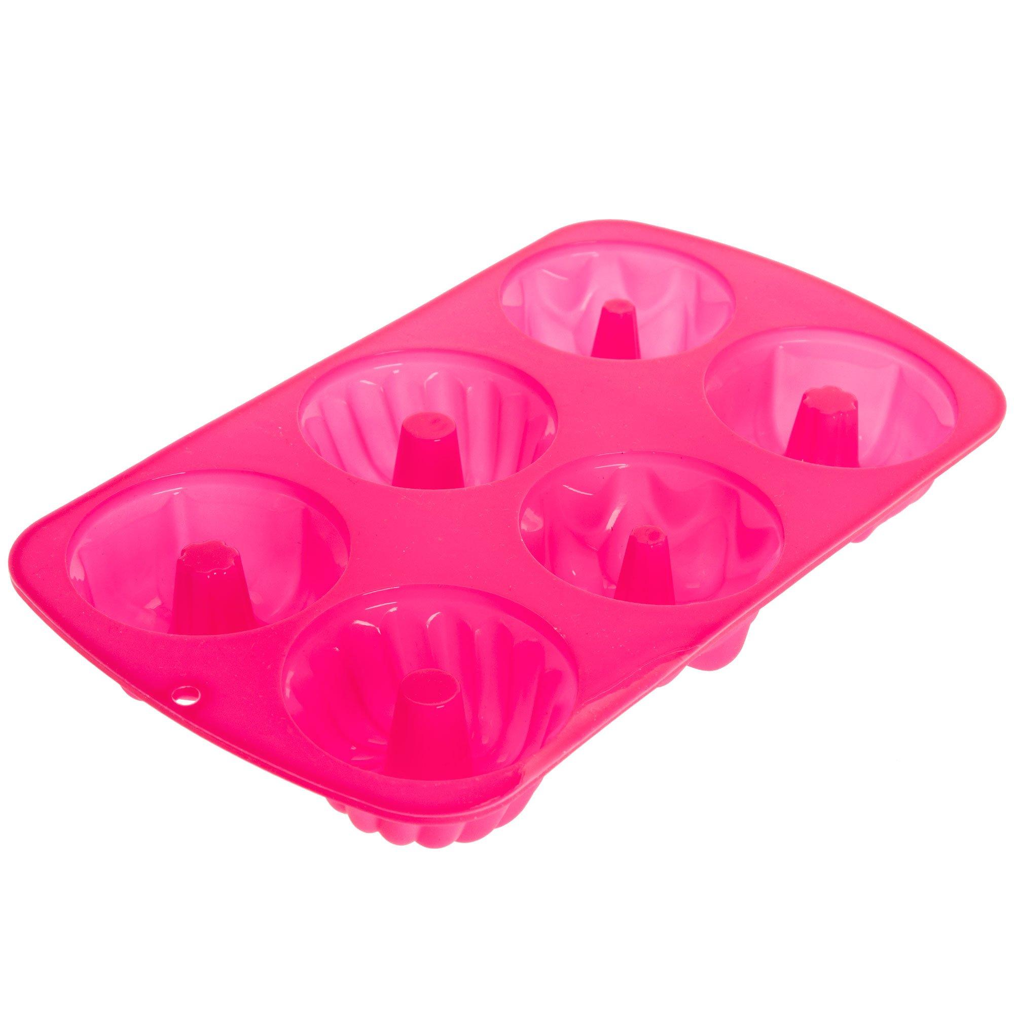 Elbee Home Reinforced Silicone Mini Bundt Cake Pan Set, Thick Steel Re