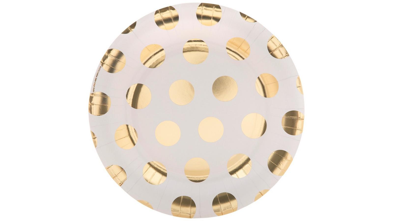 White Gold Foil Polka Dot Paper Plates Hobby Lobby 1193838