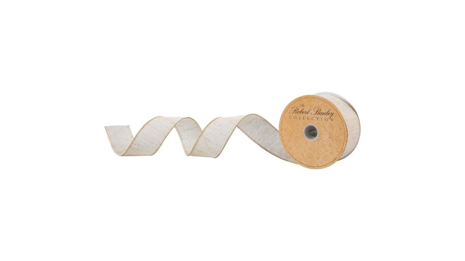 Natural & Cream Woven Jute Ribbon - 2 1/2