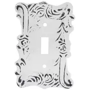 Distressed White Fancy Single Switch Plate