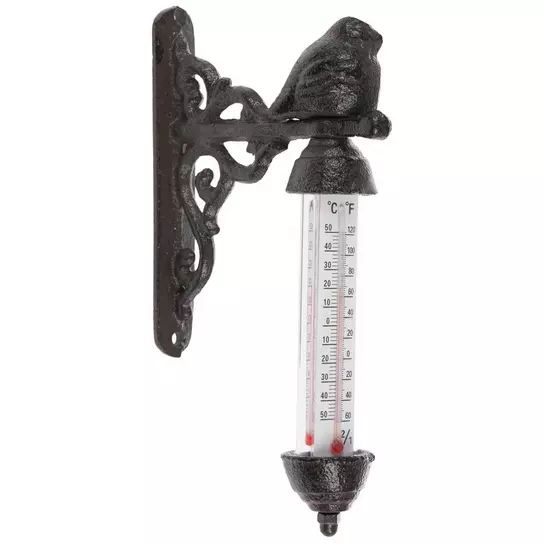 90178 6 in. Diameter Outdoor Thermometer With Birds Inset Design