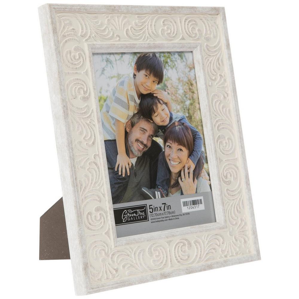 Whitewash Scroll Wood Picture Frame - 5 x 7