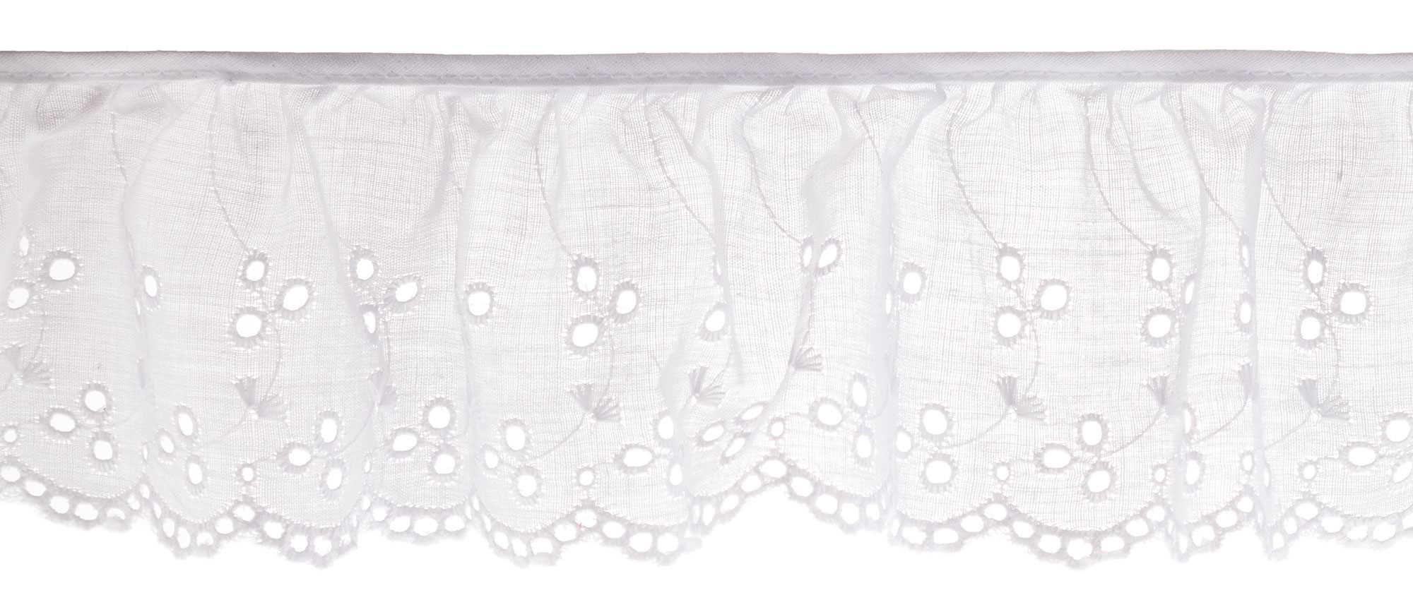 Trims By The Yard Aria 1 1/4\" Sequin Ruffle Lace Ivory