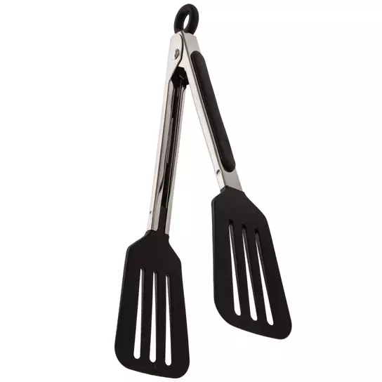Mini Black Silicone and Stainless Steel Tongs Set of 2 - World Market