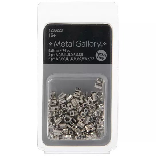 Silver & Gold Square Letter Beads, Hobby Lobby